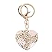 Bonlting Sweet Love Heart Rose Flower Crystal Charm Pendant Purse Bag Key Ring Chain