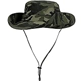 WANYING Damen Herren Outdoor Sonnenschutz Bucket Hut Fischerhut Baumwolle Two Way to Wear für Kopfumfang 55-62 cm Armee Grün Camouflage B