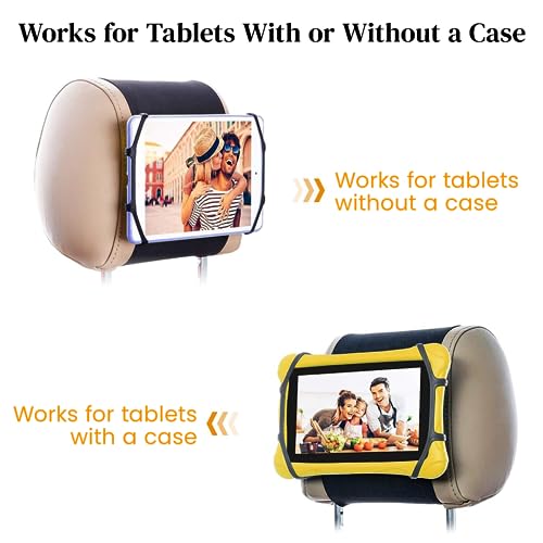 Image of Car Tablet Holder for Backseat, 7-10.5 Inch, Adjustable Silicone Strap, Hoop & Loop Closure, Anti-Slip, Portable, Easy Install, Universal Mount for Kids Travel Entertainment