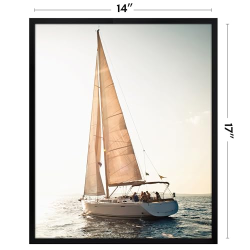 Image of Americanflat 14x17 Picture Frame with Polished Plexiglass - Streamline Collection - Thin Border Picture Frame for Wall Display - Hanging Hardware Included - Black