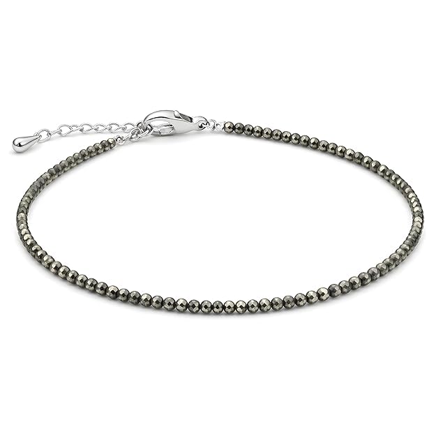 A&S Ventures Pyrite stone Anklet for Women | Lucky Healing Stone Beaded Foot Bracelet Protective & Positive Energy Jewelry | Gift for Birthday, Anniversary &-image-22