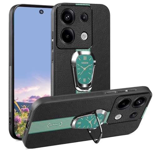 Coque Redmi Note 13 Pro 4G antichoc en cuir avec anneau magnétique vert