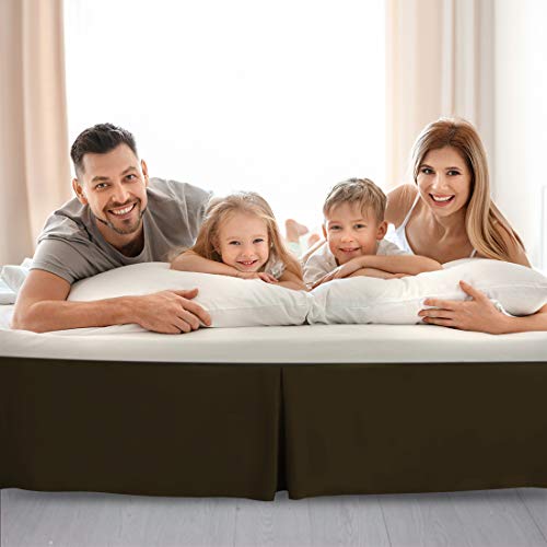 Piccocasa Full Size Pleated Bed Skirt, Bed Frame And Box Spring Cover - 16 Inch Tailored Drop Dust Ruffle Bedskirt, Wrinkle Free And Fade Resistance, Easy To Stall - Dark Brown #TOP5