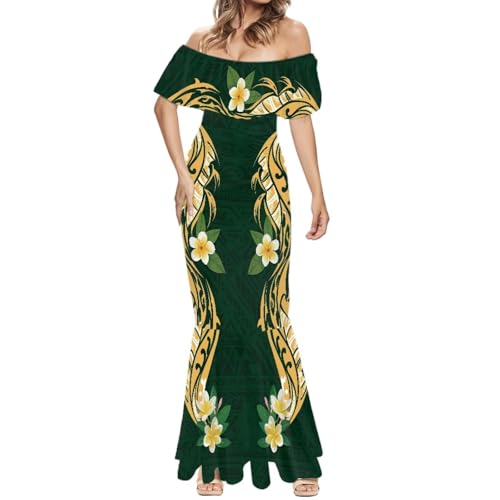 Image of Polynesian for Women S-7XL Off Shoulder Maxi Dress Hawaiian Summer Dresses