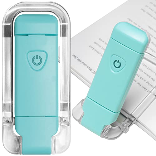 Image of EGWASER Book Reading Light, Portable USB Rechargeable LED Clip on Book Lights for Reading in Bed, 3 Brightness Adjustable Dimmable Bookmark Light for Eye-Protection, Reading Lamp (Blue)