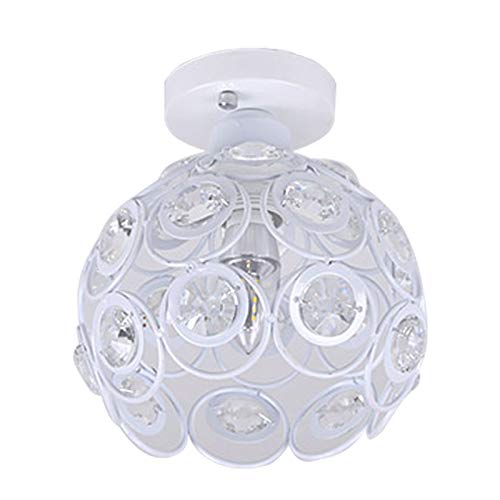 Moroccan Style Crystal Ceiling Light Shade Ball Ceiling Lampshade Iron Metal Jewelled Lamp Shade for Living Room, Bedroom and Bathroom (White)