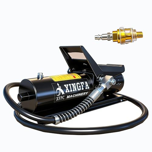 Image of Air Hydraulic Pump 10,000 PSI, 1.7L Reservoir, NPT 3 /8 inch Oil Outlet, NPT 1 /4 inch Inlet, Hydraulic Pump Air Hydraulic Foot Pump, with Air Line Lubricator, Black New