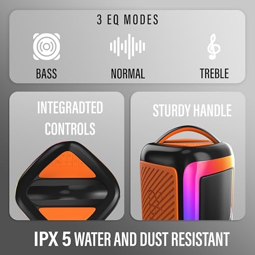 Image of Digimore Partybox 80W Portable Karaoke Bluetooth Speaker with Wireless Mic | Dual Boom Box Speaker | RGB Party Lights | Deep Bass Sound | Type-C Charging | USB /TF /AUX | for Home & Parties (D-1342)