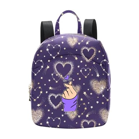 Alikpop Printed Backpack with Hearts and Stars Pattern, I Purple you Cover