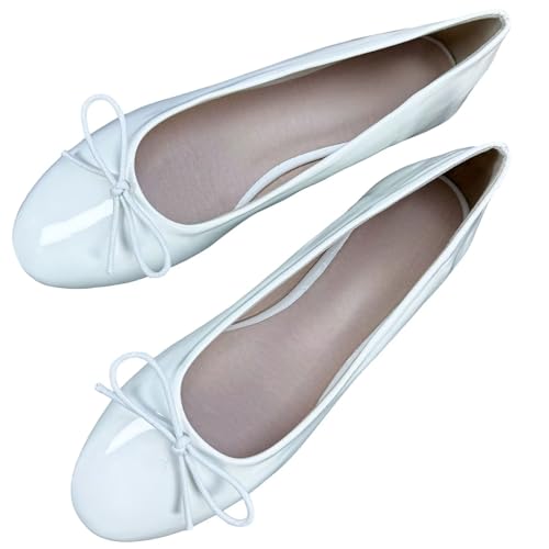 TN TANGNEST Round Toe Bowtie Bowknot Ballets Flats for Women Slip on Classical Dressy Ballerina Flat Shoes
