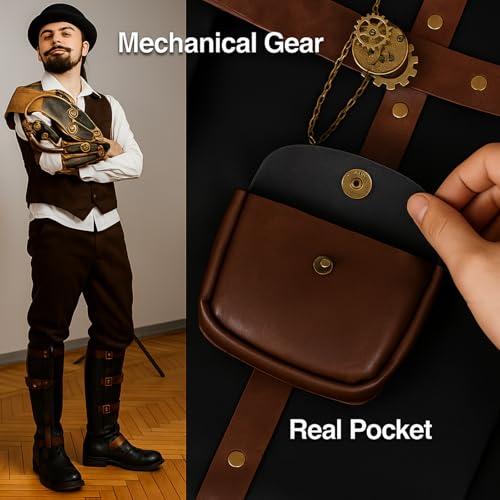 Cuffbow Men's Medieval Steampunk Boot Covers Halloween Faux Leather Shoes Cover Renaissance Pirate Costume Boot Cover, Viking Knight Warrior Armor Leg Gaiters Cosplay Accessory3