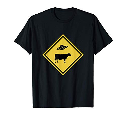 Cow UFO Street Sign T-Shirt
