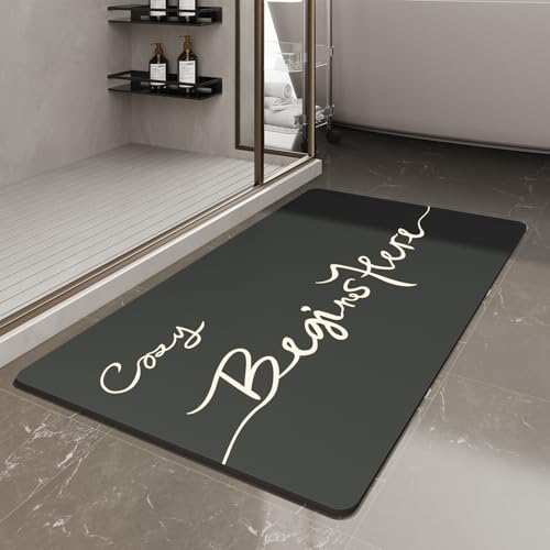 Image of MontVoo Bath Mat-Bath Mat Rug Non Slip Super Absorbent Stain Resistant Quick Dry Thin Bathroom Rug-Bath Mats for Bathroom Floor Bathtub Vanity-Bathmat Bath Rug Easy Care-17 inchx35 inch,Black