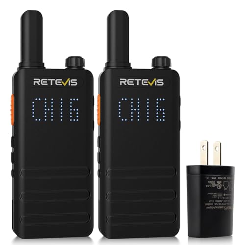 Retevis B3H Portable FRS Two-Way Radios,Rechargeable Walkie Talkies for Adults, Channel Display,Emergency Alarm,Fashion Ultra-Thin, Handsfree 2 Way Radios for Camping Hiking(2 Pack)