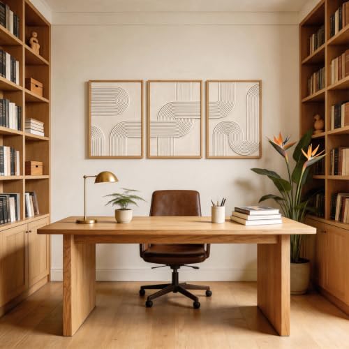 Image of CHDITB 3D Abstract Wall Art,Textured Earth Tone Geometric Framed Wall Decor