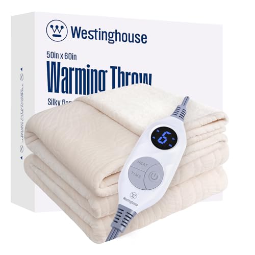 Westinghouse Heated Throw Blanket, Flower Jacquard Electric Blanket Throw with