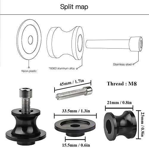 2pcs Montageständer Racingadapter M8*1,5 Bobbins CNC Ständeraufnahme Für S1000R S1000RR S1000XR S1000RR HP4 2009-2015 2016 2017 2018 2019(Schwarz)