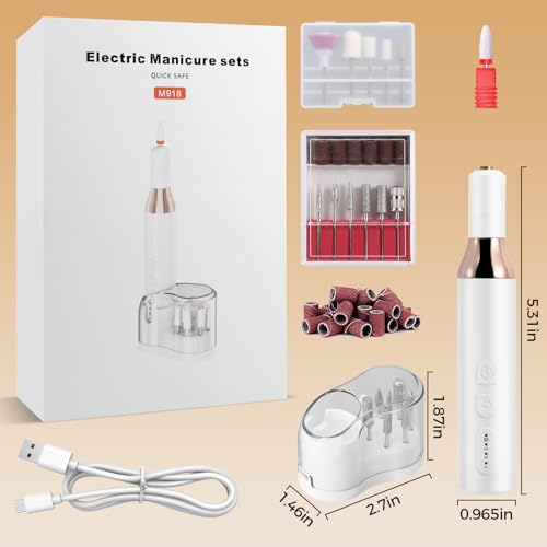 Cordless Electric Nail Drill for Acrylic Gel Nails Polishing Removing Professional 18000 RPM Nail File with Rechargeable Base - Image 2