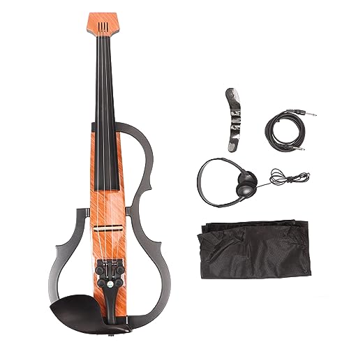 Elektrische Violine 4/4 in Voller Größe, Leise, Einstellbare Klangqualität, Violine aus Kohlefaser-Ahornholz mit Tonabnehmer, Kopfhörer