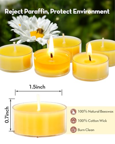 Ashlux Beeswax Tea Candle丨Ashlux 100% Natural Beeswax Tealight Candles丨20Pcs Home Bulk Beeswax Candles丨No Scent thumb #1