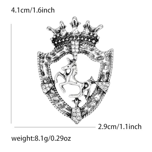 Image of Dreuyet Horse Brooch Pin Horse Racing Suit Lapel Pin for Women Men Rhinestone Antique Gold Horse Animal Brooch Clothing Outfits Accessory Jewelry