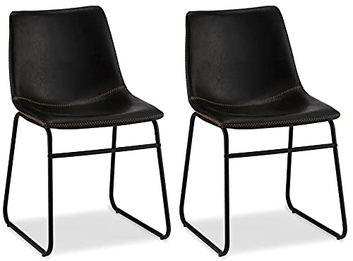 Furnhouse Ibbe Design Indiana Lot de 2 Noir Chaises Salle à Manger en Similicuir Simili Cuir Salle à Manger Salon Bureau Cuisine, Assise Rembourrée Scandinaves, Pieds en Métal Cover