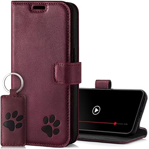 SURAZO Premium Mobile Phone Case for Samsung Galaxy A35 5G - Genuine Leather Protective Case with Paw Motif - RFID Flip Case [Magnet, Stand Function, Card Slot] Flip Cover Leather Case Leather Case Cover