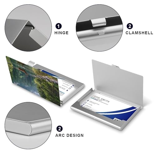 Valley Dense Forests And Water Business Card Holder Pocket Slim Portable Metal Business Card Case4