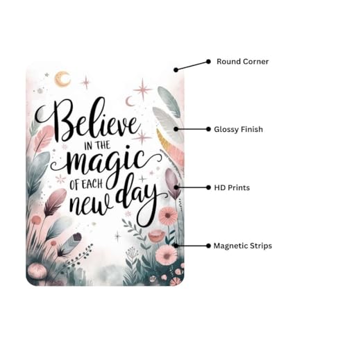 Image of Zesta Bathroom Decor Items Washroom Decor Tin Sign | Aesthetic Posters Wall Poster for Bedroom | Magnetic Cafe Decoration Items / Restaurant Decorations Items | Quirky Home Decor Bar Accent (Believe in Magic)