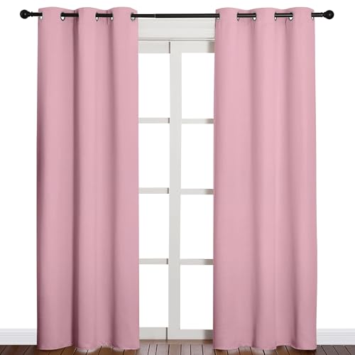 Image of NICETOWN 84 inches Blackout Curtains for Office and Theater, Thermal Insulated Solid Grommet Drapes for Living Room (Crystal Pink, 1 Pair, 42 inches Wide)