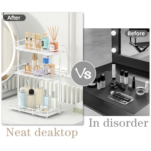 Image of Bathroom Organizer Countertop Perfume Organizer Makeup Organizer Cosmetics Storage Display Rack Vanity Tray Dresser Stainless Steel Gold Shelf White Marble Ceramic Tray