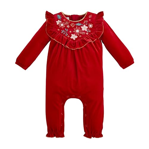 Mud Pie baby-girls Baby Poinsettia Bodysuit