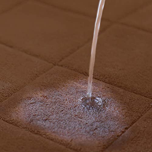 Findnew Non-Slip Soft Microfiber Memory Foam Bath Mat,Toilet Bath Rug,With Non-Skid Bottom Washable Quickly Drying Bathroom Mats (16" X 24", Coffee-Net) #TOP5