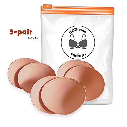Image of WMugthome 3 Pair oval Sewn Bra Pads Inserts For Women