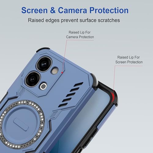 Image of Zapcase Back Case Cover for Vivo T5x 5G | Magnetic Case with Built-in Metal Ring | Supports MagSafe Charger, Wallet & Car Mount | Shockproof Hybrid PC + TPU | Blue