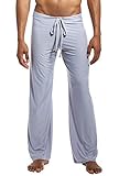 Picture of Men's Silk Lounge Trousers - Loose, Lightweight, Stretch Elastic Sleep Pants with Drawstring - Grey