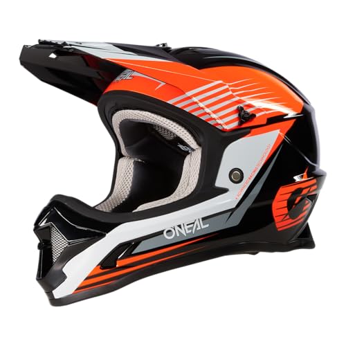 O'NEAL | Motocross-Helm | Kinder | MX Enduro | ABS-Schale, Lüftungsöffnungen für optimale Belüftung & Kühlung | 1SRS Youth Helmet STREAM | Schwarz Orange | Größe M
