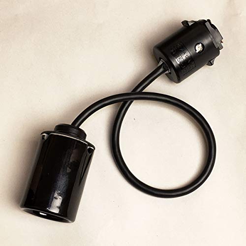 陶器製 ソケット器具 ライティングレール ダクトレール用 LED電球対応 日本製 1灯用 モーガルソケット キャブタイヤコード (ブラック:コード長30cm)