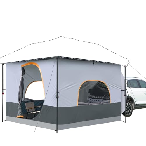 UNP Inner Cube Tent for Camping - Connect 10'x10' Canopy to Car Tailgate Into Tent for Family Camping, Vented Roof - Grey (Canopy Pole/Shelter NOT Included)