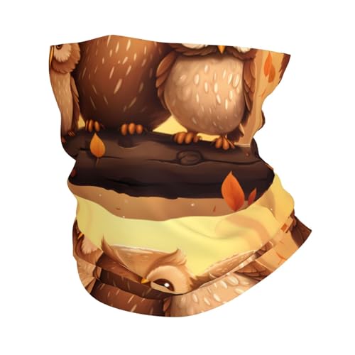 Cute Brown Cartoon Owls Printed Multifunctional sports headscarf Headband, face mask, wristband