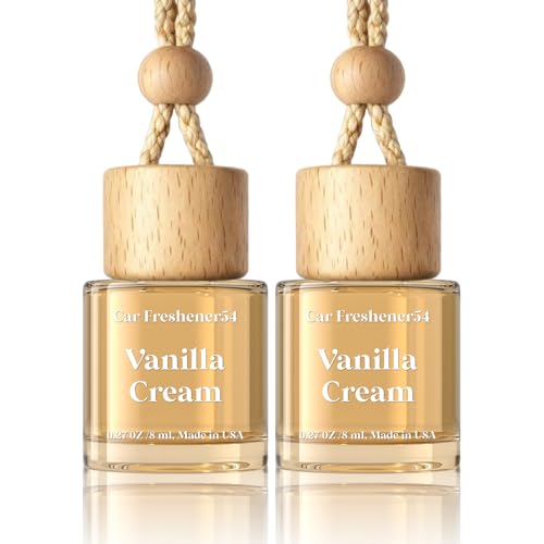 Image of HoogaLife Car Air Freshener Diffuser 2 Pack Hanging Air Freshener Diffuser - Vanilla Cream Fragrance Oil Air D iffuser for Car, 45+ days Long Lasting Fragrance Made in USA C ar Air Fresheners