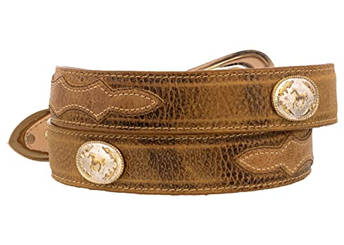 El Presidente Mens Sand Horse Concho Leather Cowboy Belt Removable Buckle2