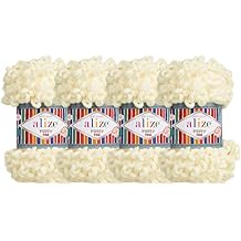 Alize Puffy Fine Baby Blanket Small Loop 100% Micropolyester Soft Yarn Lot of 4skn 400gr 64yds 62 - Light Cream