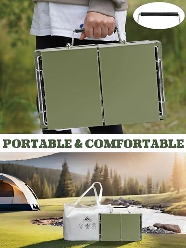 Image of Charmline 14 x 9 inches Small Portable Charcoal BBQ Grill, Foldable Compact Camping Barbecue for 1-3 People, Ideal for Camping, Tailgating, Beach, Picnic & Tabletop Use, Green