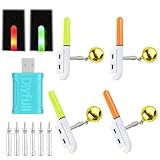 Abnaok 4pcs Nachtlicht Knicklicht Angeln,Angeln Alarm Glocke, Wasserdicht Licht Sticks mit Schnalle, Led Bissanzeiger Rutenspitze, Nachtangeln Biss Alarm für Angelrute