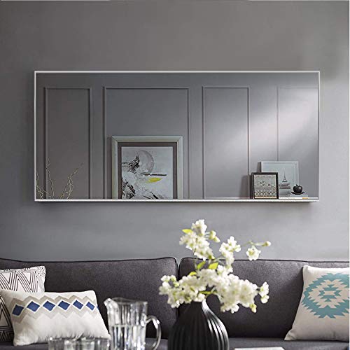 Image of NeuType 47 inchx22 inch Full Length Mirror Aluminum Alloy Frame Wall-Mounted Mirror for Living Room, Bedroom, Entry, Hanging or Leaning Against Wall, Full Length Mirror for Wall, Silver (No Stand)