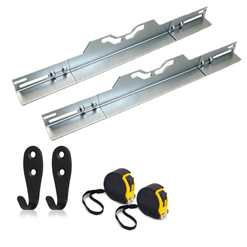 Image of Heavy Duty Toe Alignment Tool Plates, Black Wheel Alignment Tool with 2 Measuring Tapes, Stainless Steel Wheel Car Alignment Kit for Home Use, with 2 Storage Hooks for Easy Wall-Mounted Storage
