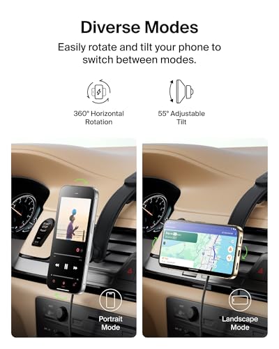 Image of Belkin Wireless Car Charger, MagSafe Phone Holder & Car Dash Mount w / 1M USB C Cable, Qi2 MagSafe Compatible Fast Charging iPhone Charger for iPhone 17, Galaxy S26, Pixel 10, Road Travelers, Black