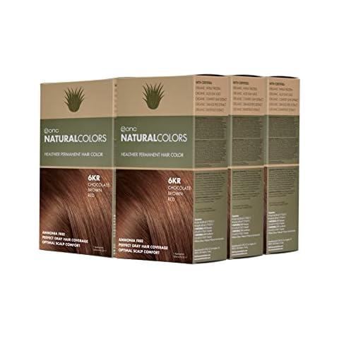 ONC NATURALCOLORS 6KR Chocolate Brown Red (Pack of 6) 4 fl. oz. (120 mL) Heat Activated Healthy Permanent Hair Dye with Certified Organic Ingredients, Ammonia Free, Vegan Friendly, 100% Gray Coverage Cover