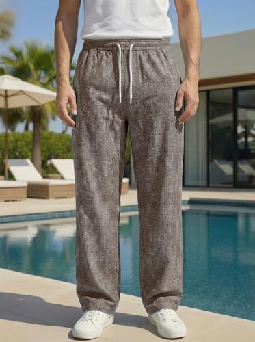 Image of INDICLUB Men's Track Pants with Side Stripe, Drawstring Waist, Straight Leg